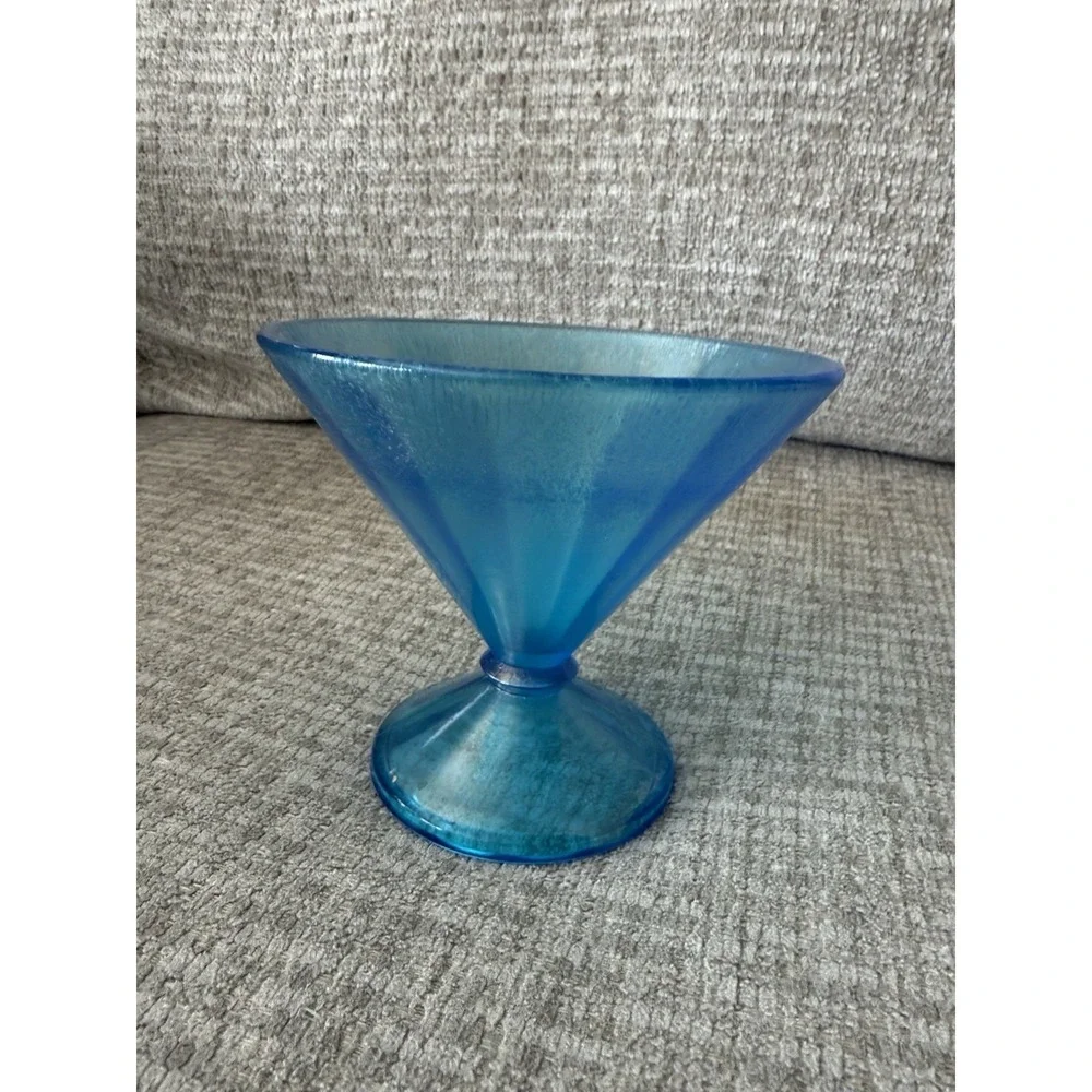 Vintage Fenton Celeste‎ Blue Stretch Glass Compote